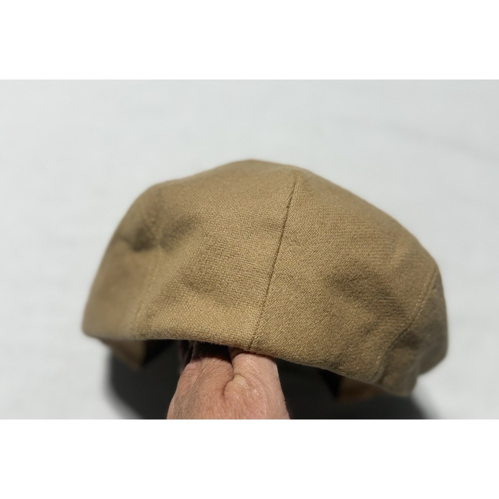 Vintage Burberrys of London Flat Cap Hat Large Tan Wool Nova Check Lining Flaws - Picture 6 of 8